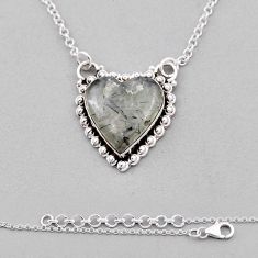 15.33cts heart natural golden rutile 925 sterling silver necklace jewelry n31152