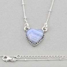 6.32cts heart natural lace agate 925 sterling silver necklace jewelry y71788