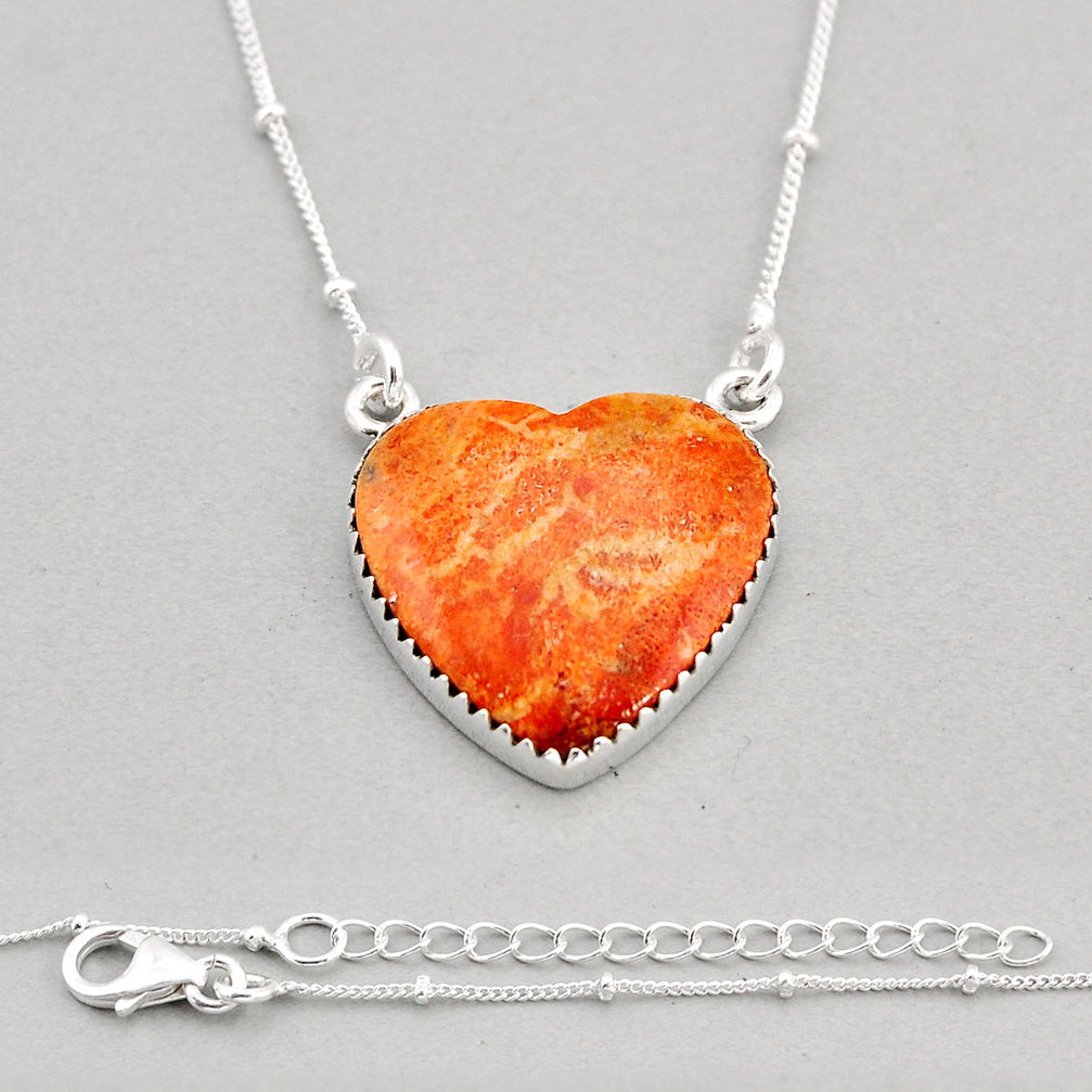 16.65cts heart natural orange mojave turquoise silver necklace jewelry y71794