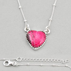 9.39cts heart natural thulite (unionite, pink zoisite) silver necklace y71762