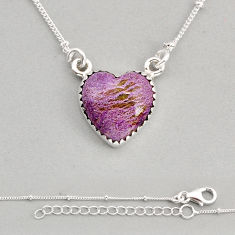 7.31cts heart shape natural purple stichtite 925 sterling silver necklace y78096