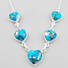 30.87cts heart spiny oyster arizona turquoise 925 sterling silver necklace u1085