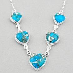31.86cts heart spiny oyster arizona turquoise 925 sterling silver necklace u1088
