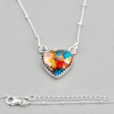 9.65cts heart spiny oyster arizona turquoise 925 sterling silver necklace y71789