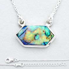 5.03cts hexagon multi color sterling opal 925 sterling silver necklace u53811