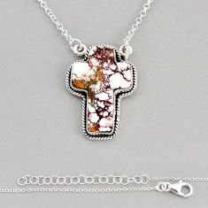 Holy cross natural wild horse magnesite silver necklace y81282