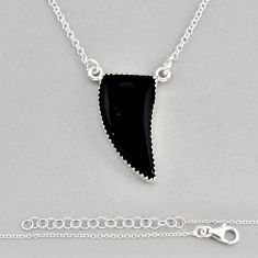 19.17cts horn natural black onyx 925 sterling silver necklace jewelry y81292