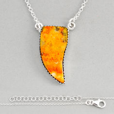 17.59cts horn natural bumble bee australian jasper 925 silver necklace y81285