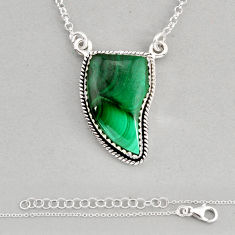 15.82cts horn natural green malachite (pilot's stone) 925 silver necklace y81286