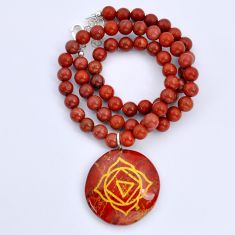 176.06cts jasper red 925 sterling silver beads root chakra necklace u89531
