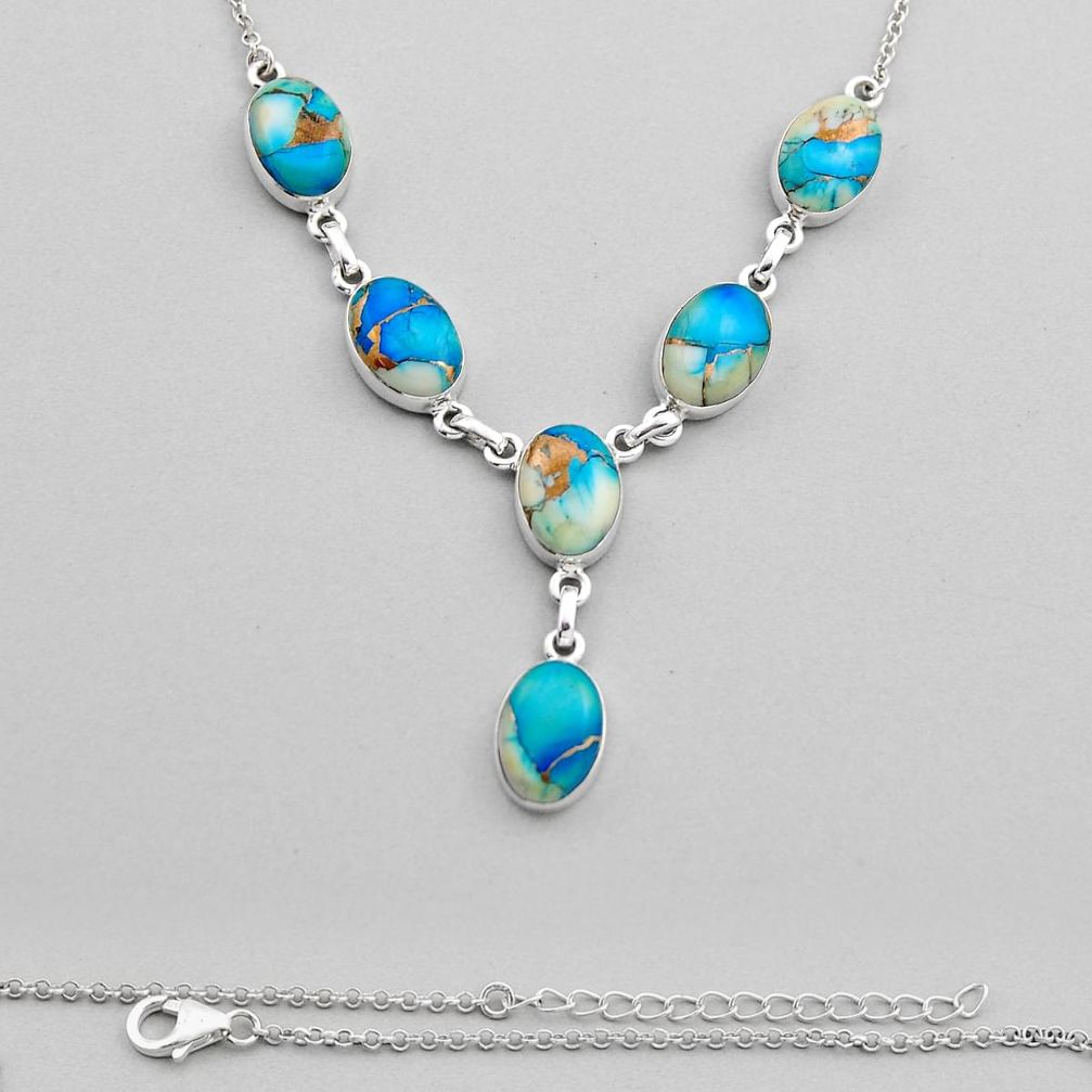 33.57cts  ice blue dahlia 925 sterling silver necklace jewelry n16088