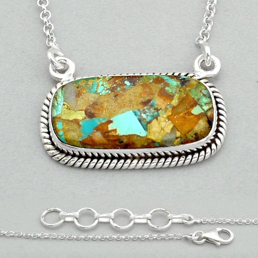 16.25cts matrix royston turquoise 925 sterling silver necklace jewelry u86152