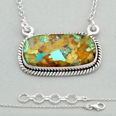 16.25cts matrix royston turquoise 925 sterling silver necklace jewelry u86152