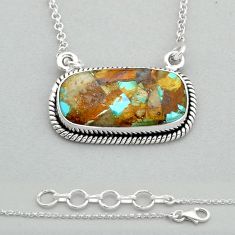 17.80cts matrix royston turquoise 925 sterling silver necklace jewelry u86154