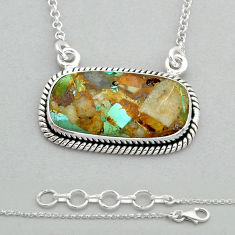 17.08cts matrix royston turquoise 925 sterling silver necklace jewelry u86172