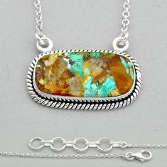 17.06cts matrix royston turquoise 925 sterling silver necklace jewelry u86176