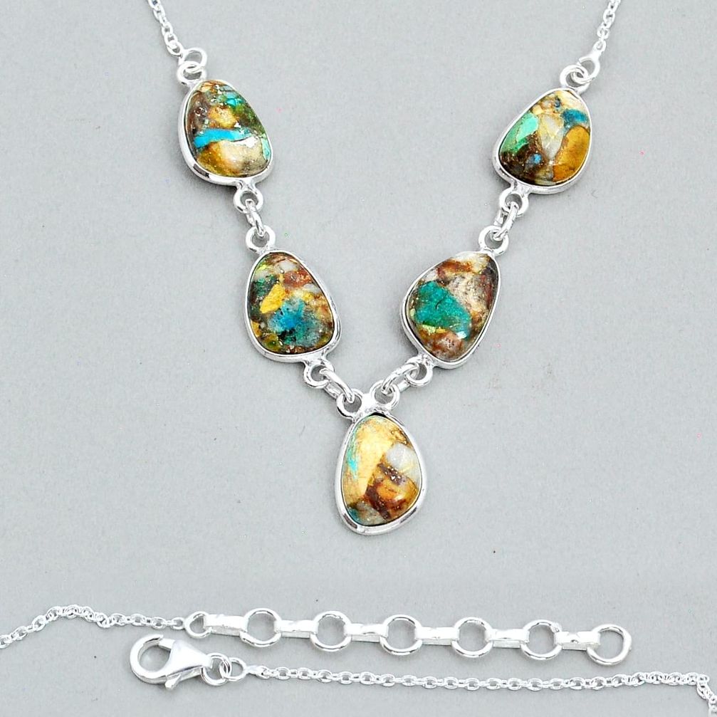 20.33cts matrix royston turquoise 925 sterling silver necklace jewelry y14122