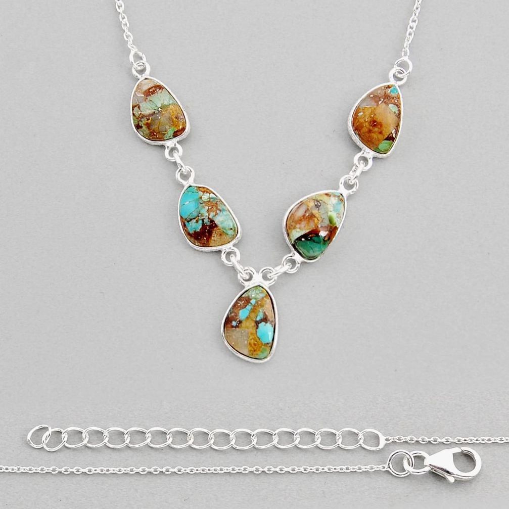 18.28cts matrix royston turquoise 925 sterling silver necklace jewelry y61481