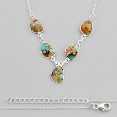 18.28cts matrix royston turquoise 925 sterling silver necklace jewelry y61481