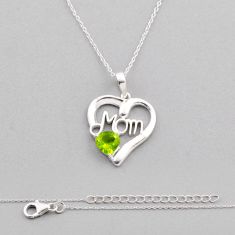 2.53cts mom charm natural green peridot round sterling silver necklace n26463
