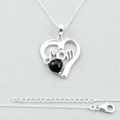 2.52cts mom heart natural black onyx 925 sterling silver necklace jewelry u37190