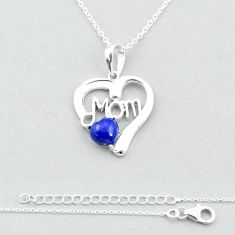 2.52cts mom heart natural blue lapis lazuli 925 sterling silver necklace u37186