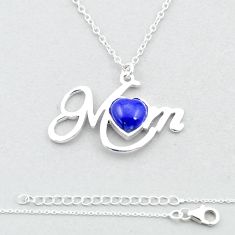 2.51cts mom heart natural blue lapis lazuli 925 sterling silver necklace u37274