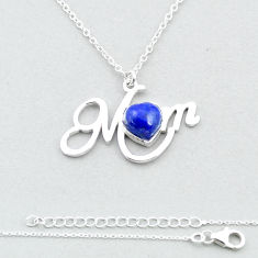 2.44cts mom heart natural blue lapis lazuli 925 sterling silver necklace u37285