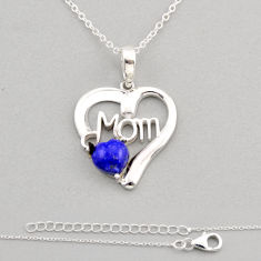 2.38cts mom heart natural blue lapis lazuli 925 sterling silver necklace y93657