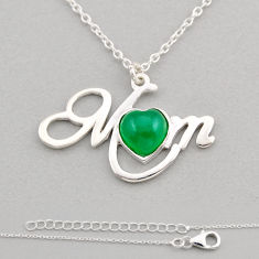 2.70cts mom heart natural green chalcedony 925 sterling silver necklace y93647