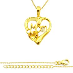 2.51cts mom heart natural yellow citrine 925 sterling silver necklace u23352