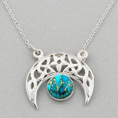 3.14cts moon blue copper turquoise 925 sterling silver necklace jewelry t91774