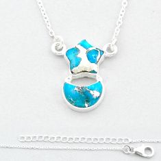 9.33cts moon blue copper turquoise 925 sterling silver necklace jewelry u37673