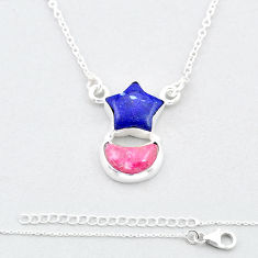9.13cts moon blue lapis lazuli thulite 925 silver star fish necklace u37645