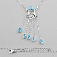 10.87cts moon natural blue larimar topaz 925 sterling silver necklace y94065