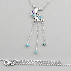 4.44cts moon natural blue topaz blue larimar amethyst 925 silver necklace y94052