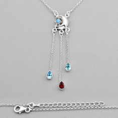 4.44cts moon natural red garnet larimar topaz sterling silver necklace y94033