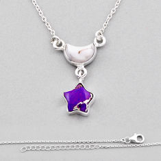 Moon with star copper turquoise white buffalo turquoise silver necklace n37731
