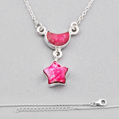 8.67cts moon with star thulite (unionite, pink zoisite) silver necklace n37728
