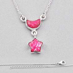 8.14cts moon with star thulite (unionite, pink zoisite) silver necklace n37730