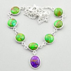 27.08cts multi color copper turquoise 925 sterling silver necklace t64529