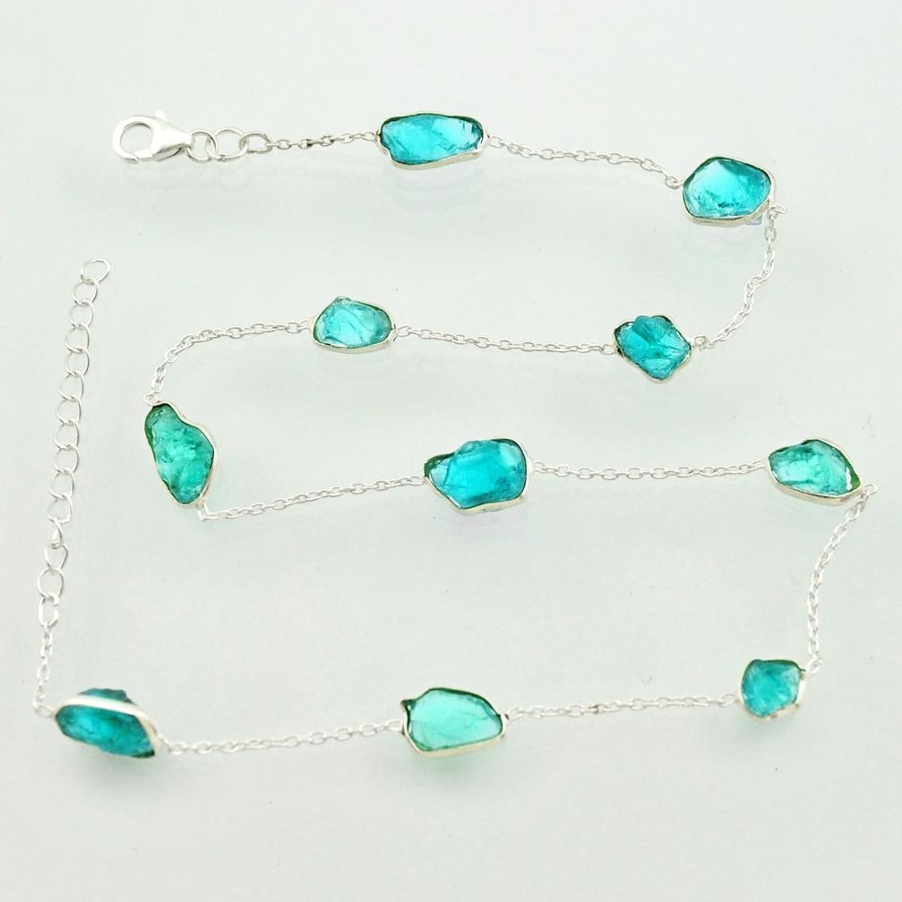 25.19cts natural aqua aquamarine rough 925 sterling silver chain necklace r31514