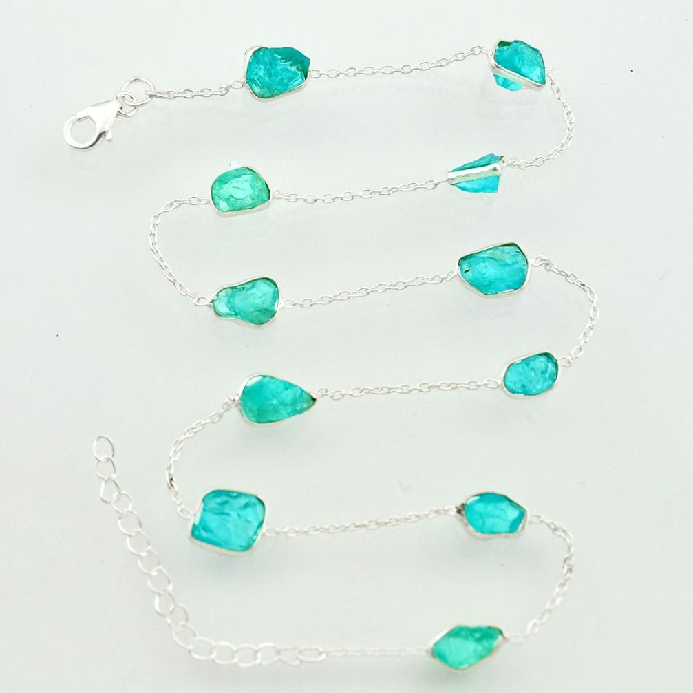 25.19cts natural aqua aquamarine rough 925 sterling silver chain necklace r31515