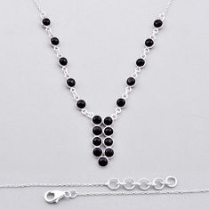 13.22cts natural black onyx round 925 sterling silver necklace jewelry n46138