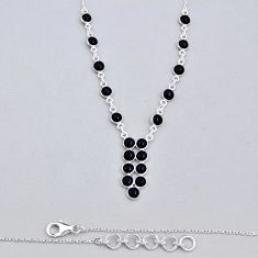18.22cts natural black onyx round 925 sterling silver necklace jewelry y6934