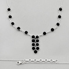 15.31cts natural black onyx round 925 sterling silver necklace jewelry y89987