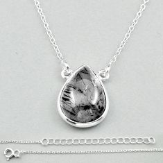 8.33cts natural black tourmaline rutile 925 sterling silver necklace u11221