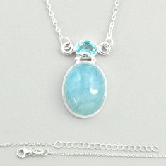 14.42cts natural blue aquamarine topaz 925 sterling silver necklace u25764