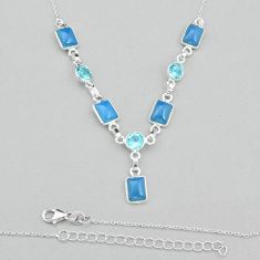 13.28cts natural blue chalcedony topaz 925 sterling silver necklace u92680