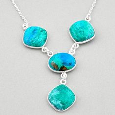 23.81cts natural blue chrysocolla 925 sterling silver necklace jewelry t83336